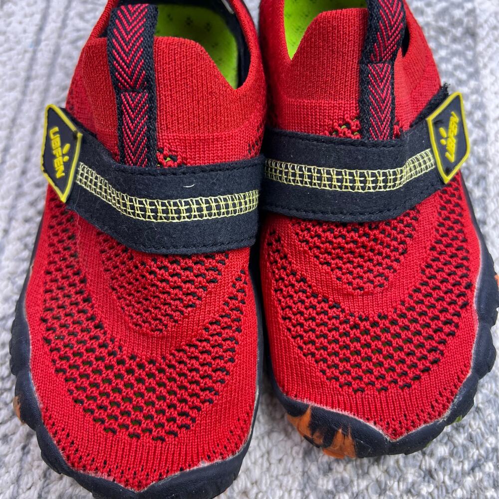 UBFEN Kids Water Shoes, Red Knit, Rubber Sole, Barefoot Aqua Swim Surf - Picture 10 of 10